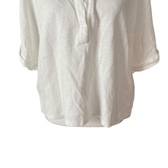 Majestic Filatures Taille 2 Small Deluxe Teeshirt Linen Cotton Top Vneck - Picture 4 of 10